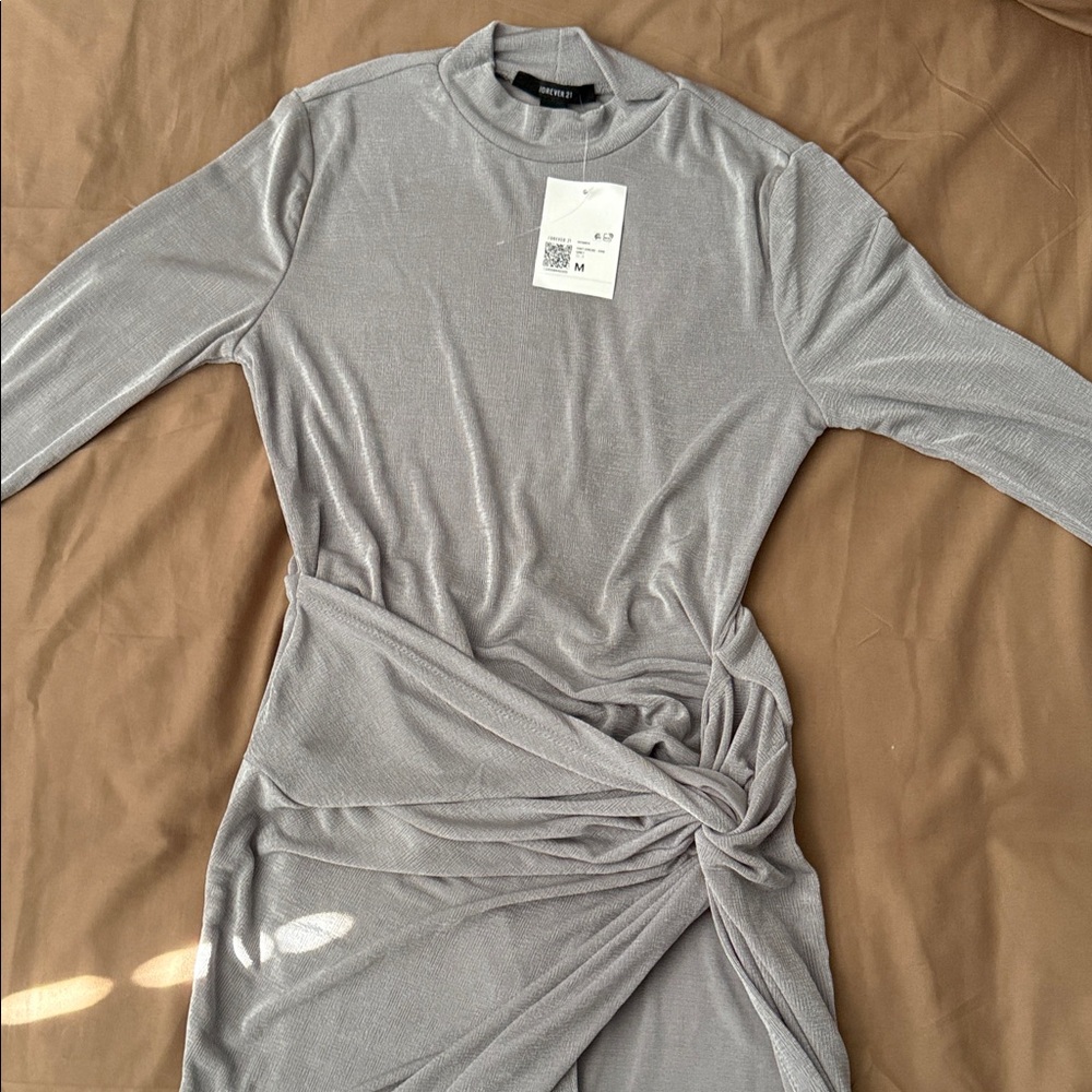 Forever 21 Silver Long Sleeve Dress